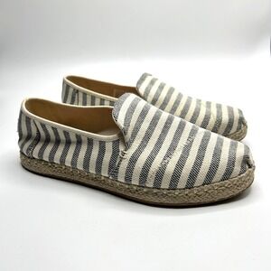 TOMS Women's Striped Alpargata Espadrilles Size 7.5 Black White Rope Boho